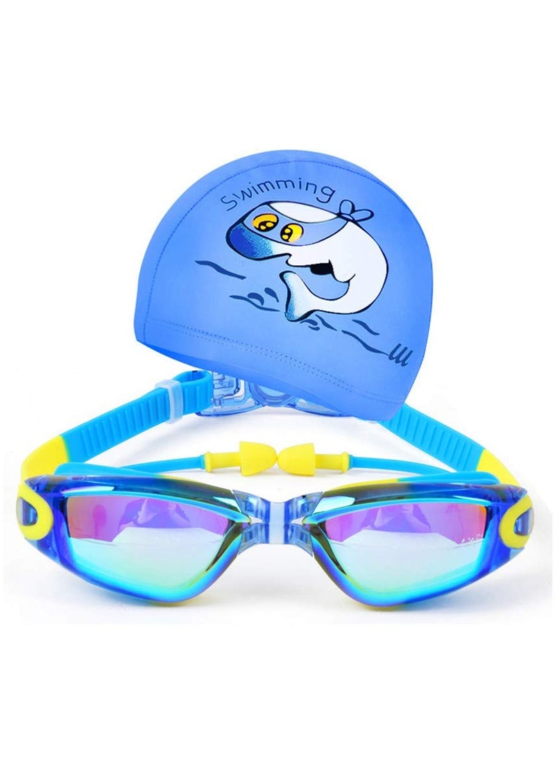 Generic Swim Goggles Set Kids Swimming Goggles for Boys and Girls Adjustable Straps Silicone Eye Seal Leak proof UV Protection and Anti Fog Lenses Swimming Goggles with Ear Plug Nose Clip(Age 4-12) Blue  - Image 2
