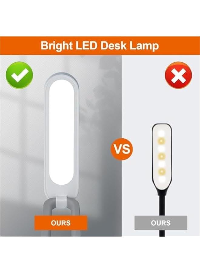 HOOKOR Durku LED Desk Lamp for Office Home & Battery Operated Lamp Rechargeable Lamp Foldable & Portable Light, LED Desk Light Strip, 3 Brightness Dimmable Small Desk Lamp Wireless Reading Lamp (White) - Image 2