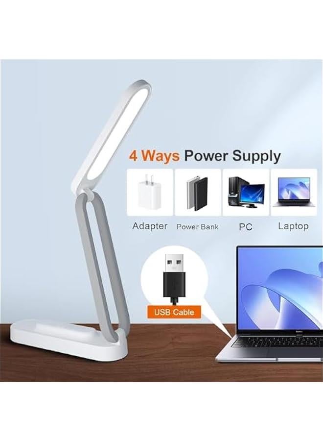 HOOKOR Durku LED Desk Lamp for Office Home & Battery Operated Lamp Rechargeable Lamp Foldable & Portable Light, LED Desk Light Strip, 3 Brightness Dimmable Small Desk Lamp Wireless Reading Lamp (White) - Image 5