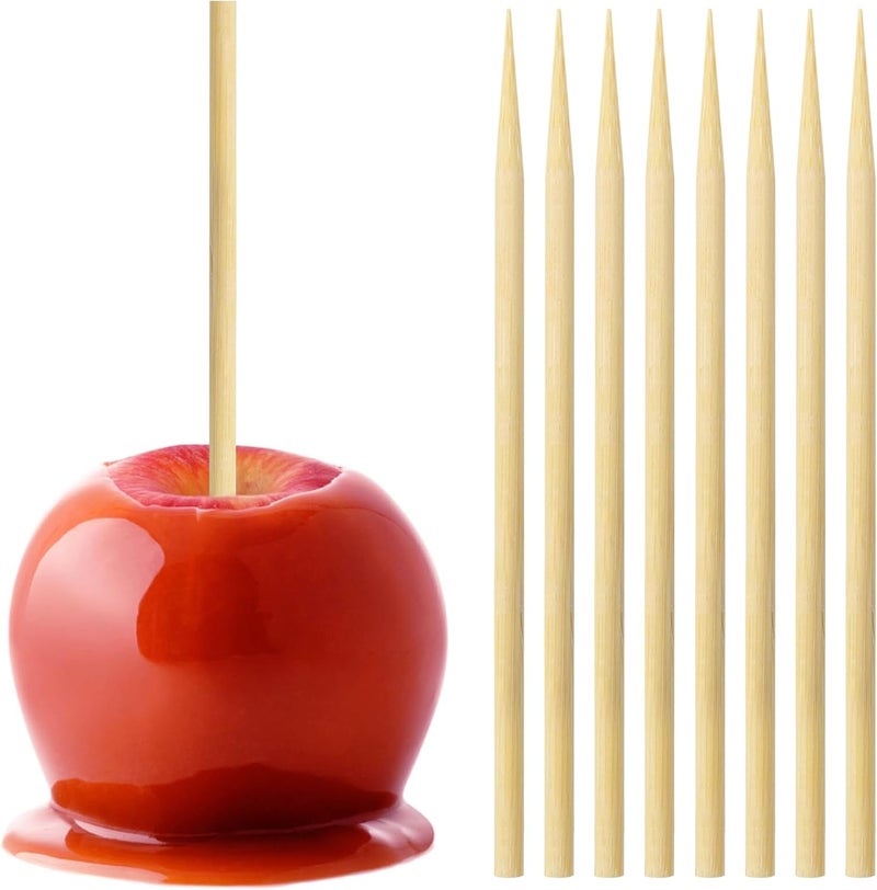 CJFocus 7 Inch Bamboo Candy Apple Skewer Sticks, 5mm Thick Cotton Rock Candy Caramel Lollipop Sticks, Semi Pointed Natural Wooden BBQ Barbecue Skewer for Corn Dog 50 PCS - Image 1