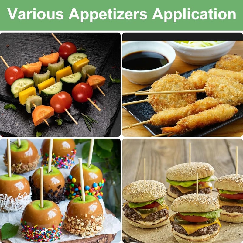 CJFocus 7 Inch Bamboo Candy Apple Skewer Sticks, 5mm Thick Cotton Rock Candy Caramel Lollipop Sticks, Semi Pointed Natural Wooden BBQ Barbecue Skewer for Corn Dog 50 PCS - Image 5