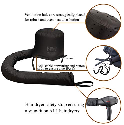 MBM Bonnet Hair Dryer Attachment-W/ 10 Silicone Hair Curlers-Extra Large Adjustable Soft Hooded Hair Dryer Bonnet With Extra Long Hose For Drying,Styling,Curling&Deep Conditioning Fits All Head&Hair Sizes - Image 2