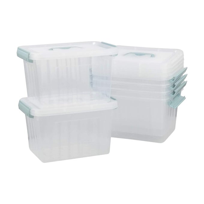 6 PACKS 6 QUART CLEAR LIDDED STORAGE BINS PLASTIC LATCHING CONTAINER BOX WITH HANDLE
