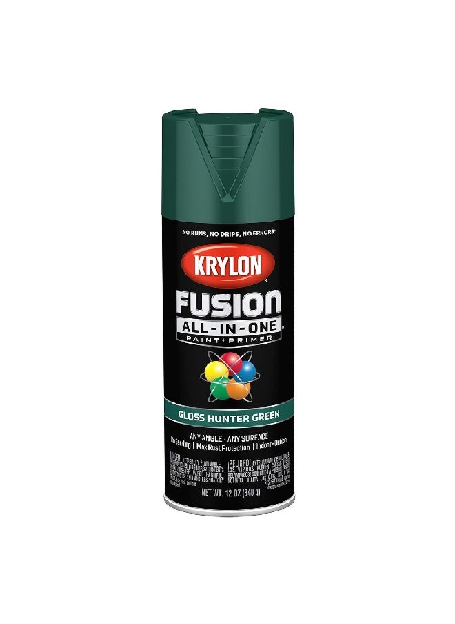 KRYLON - Rust Resistant Fusion All-in-One Spray Paint and Primer Gloss Hunter Green 12oz K02789007 - Image 1