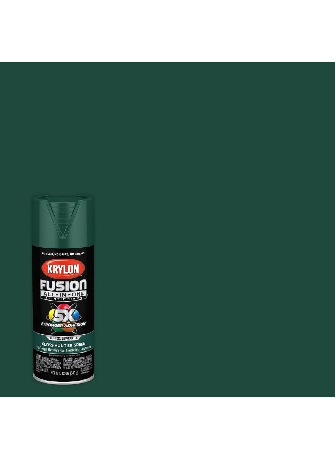 KRYLON - Rust Resistant Fusion All-in-One Spray Paint and Primer Gloss Hunter Green 12oz K02789007 - Image 1