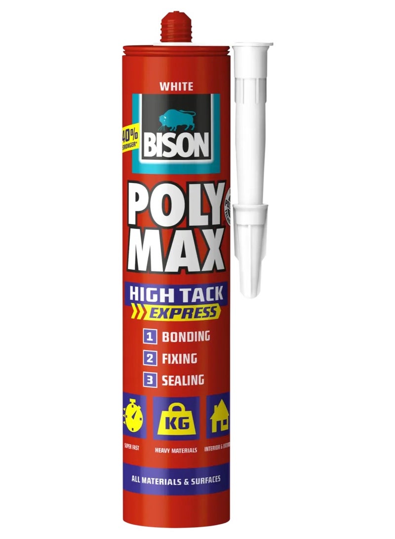 Bison Poly Max® High Tack Express White 440g – Ultra-Strong Universal Assembly Adhesive & Sealant with Instant Grip (SMP Technology) - Image 1