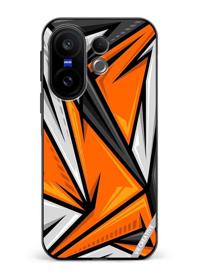 Protective Case Cover For Vivo X200 FE Texture Sports Racing Style Orange Color Design Multicolour