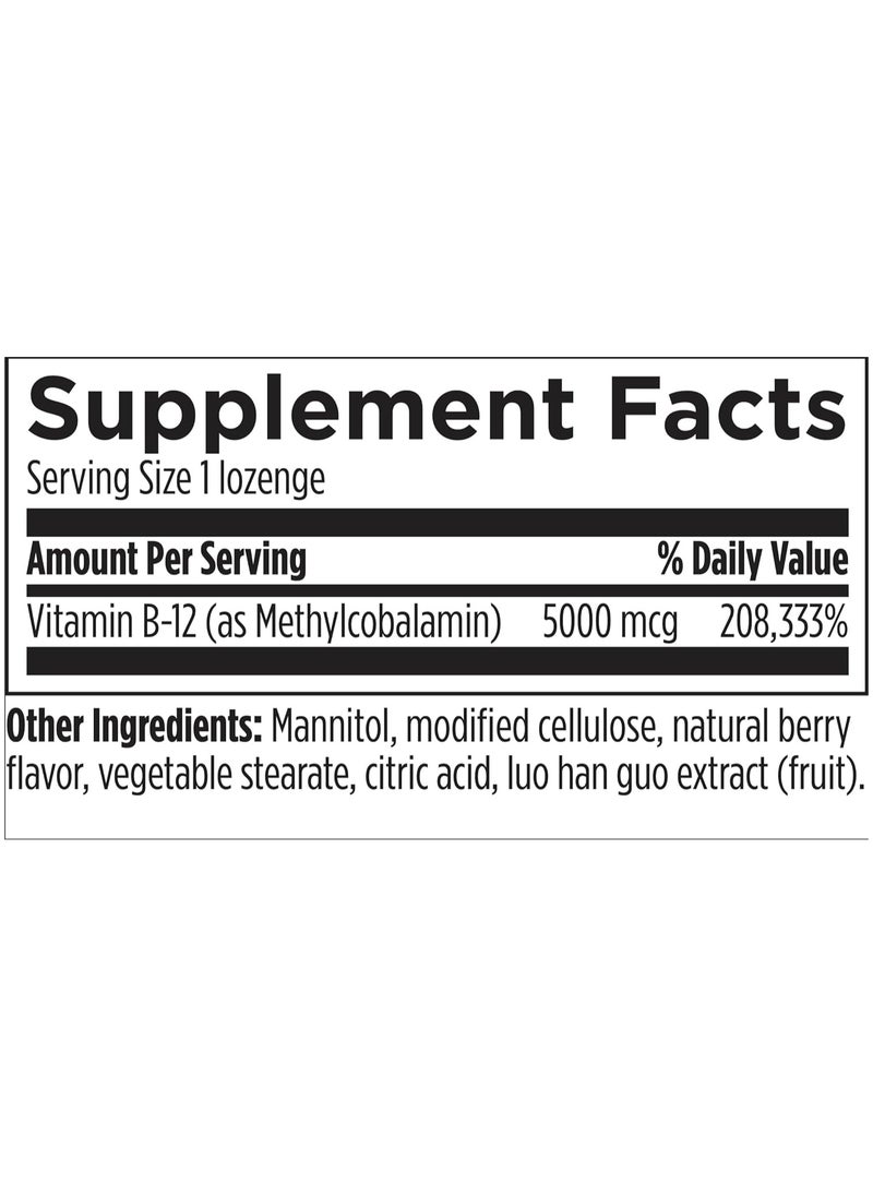Vitamin B12 Lozenges - 5000mcg B12 dietary supplement for professional use only, 60 lozenges