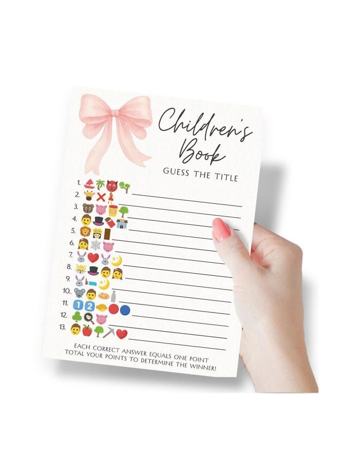 Printed Party Baby Shower Games for Girl – Pink Bow Design, Set of 4 Fun Activities for 30 Guests, Includes Bingo, Emoji Game, Guess Who, and Who Knows Mommy - Image 3