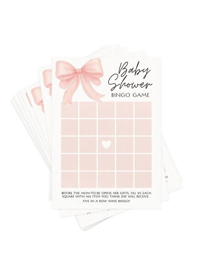 Printed Party Baby Shower Games for Girl – Pink Bow Design, Set of 4 Fun Activities for 30 Guests, Includes Bingo, Emoji Game, Guess Who, and Who Knows Mommy - Image 2