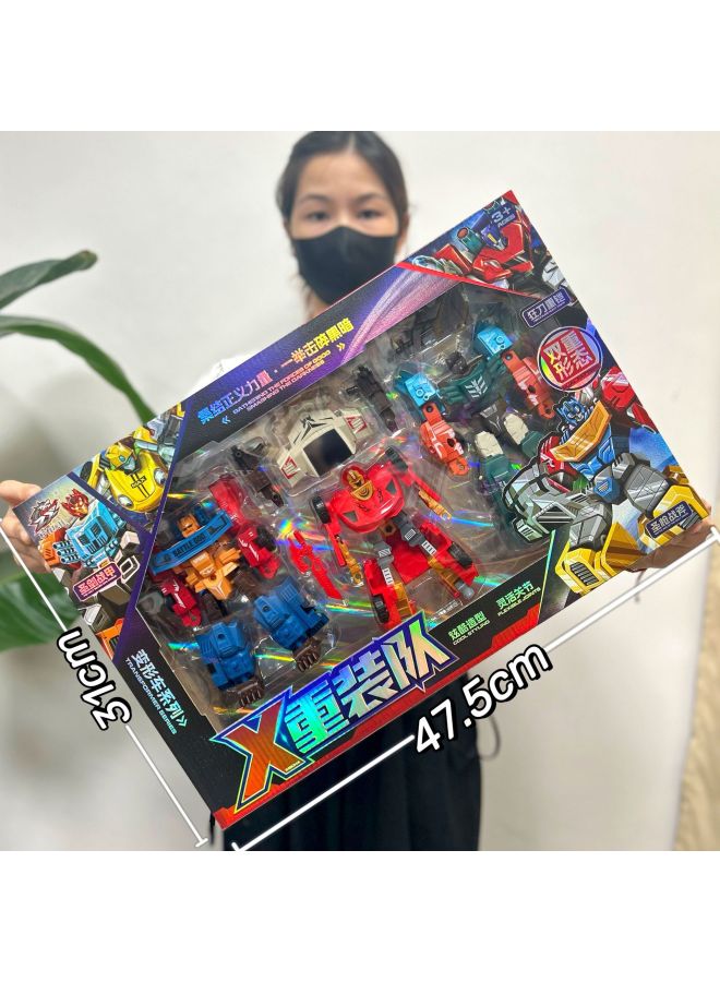 Deformation Toy Robot Car King Kong Wasp Optimus Warrior Hand Robot Boy Model Toy-Color:1158-147 Transformed War Armor Heavy Team Set - Image 1