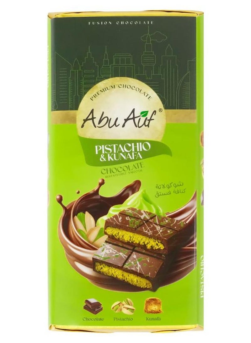 Abu Auf Kunafa Pistachio Real Chocolate Bar 195g - Image 1