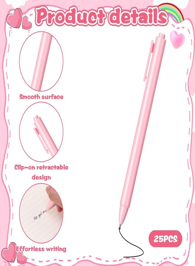 HaiFafafaing 25 Pcs Aesthetic Ballpoint Pens Bulk Cute Ball Point Pink Pen Black Ink 0.5mm Retractable Fine Point Writing Server Pens for Server Christmas Baby Shower Back To School Party Favor Gifts Girls Women - Image 2