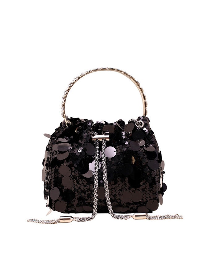 Elegant Evening Bag Made Soft Leather Pattern Suitable For Wedding Party Prom Special Occasions-Color:Black-Dimensions:16cm*9cm*13cm - Image 1