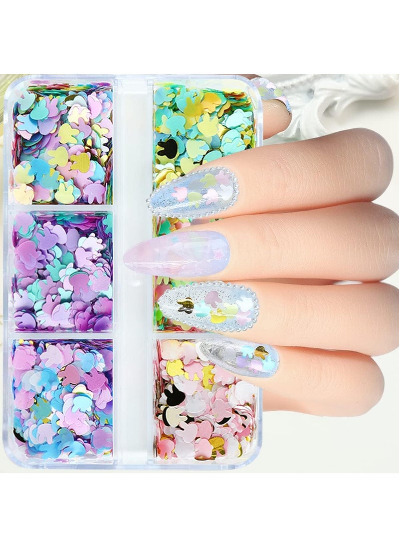 Kistreao - Bunny Nail Art Glitter Sequin Nail Art Supplies Easter Nail 3D Holographic Rabbit Flake Sparky Metallic Bunny Shaped Design Easter Day Decoration DIY Accessories for Women Girl - Image 1