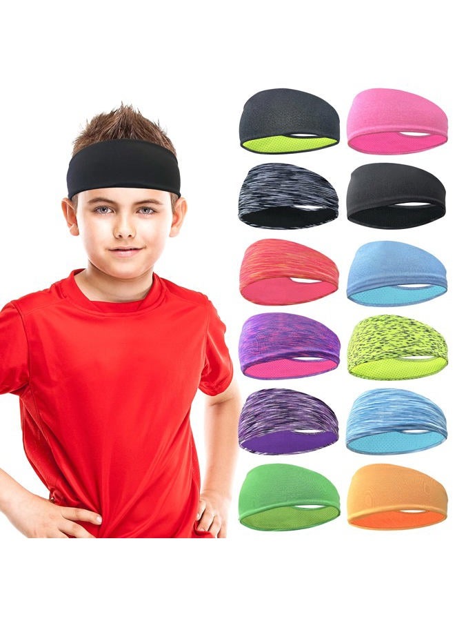 JOYOYO 12 Colors Headbands Breathable Athletic Sweatbands Sports Headband Moisture Wicking Elastic Hairband for Kids Children and Teenagers - Image 1