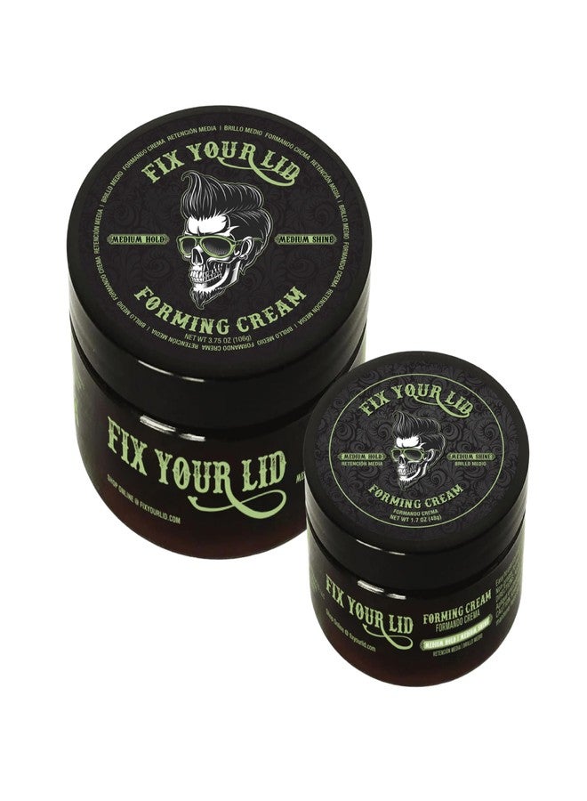 Fix Your Lid Forming Cream - Medium Hold Hair Cream For Men - Medium Shine - Easy to Wash Out - Full Size & Travel Size Bundle - 3.75 oz + 1.7 oz - Image 1