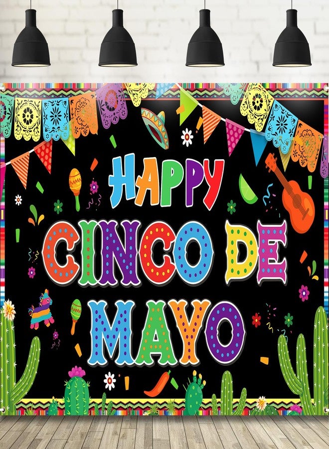 AinDen Cinco de Mayo Backdrop Mexican Fiesta Photo Booth Banner, 71x43 Inches Party Decoration for Festivals Events - Image 1