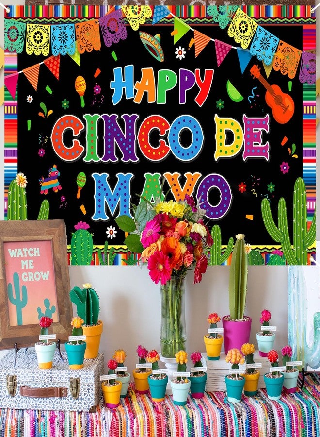 AinDen Cinco de Mayo Backdrop Mexican Fiesta Photo Booth Banner, 71x43 Inches Party Decoration for Festivals Events - Image 5
