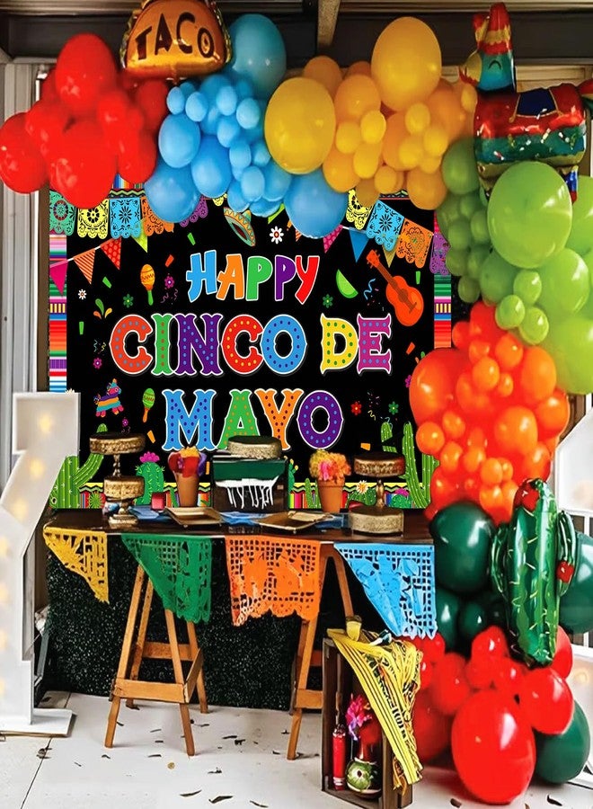 AinDen Cinco de Mayo Backdrop Mexican Fiesta Photo Booth Banner, 71x43 Inches Party Decoration for Festivals Events - Image 4