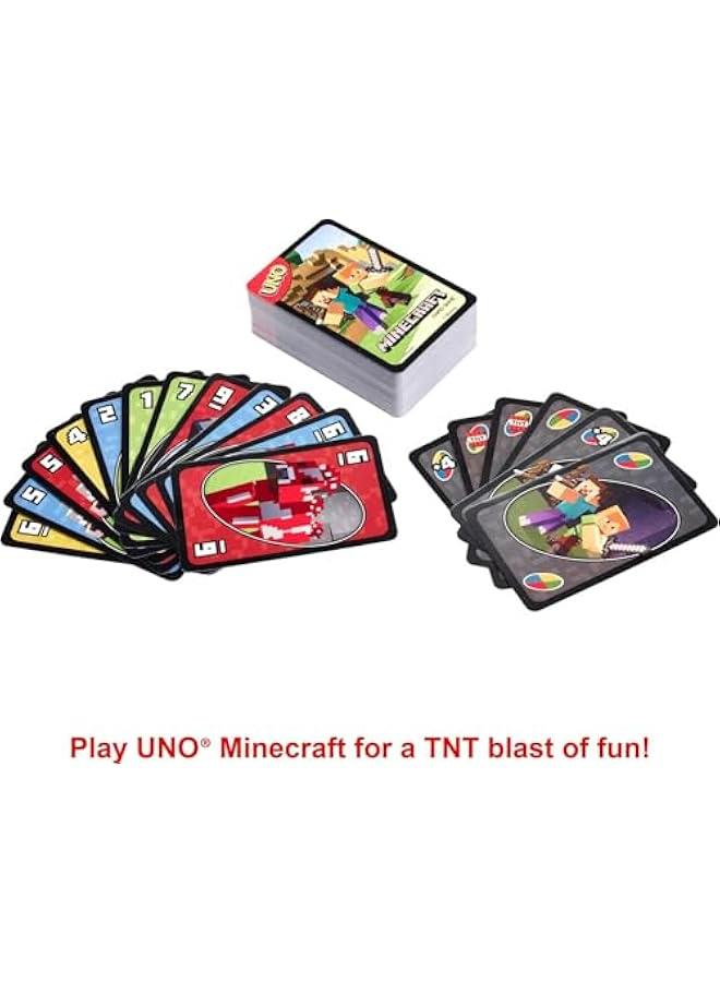 UNO Minecraft Card Game for Kids, Adults, Families & Parties, Deck & Special Rule Inspired by the Video Game, 2 to 10 Players  - Image 4