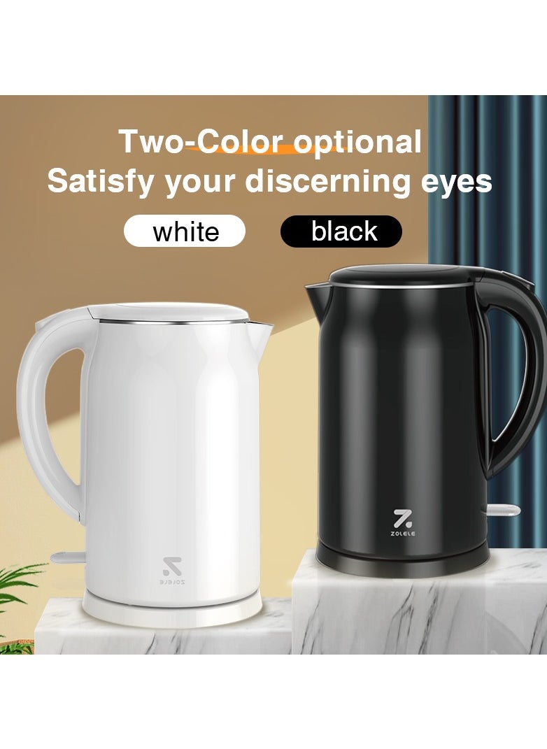 ZOLELE - ZOLELE Electric Kettle SH1701B 1.7L Electric Kettle With Double Walled Glass Lid,1800W Fast Boiling, Keep-Warm Function and Cold Touch Handle - Image 1