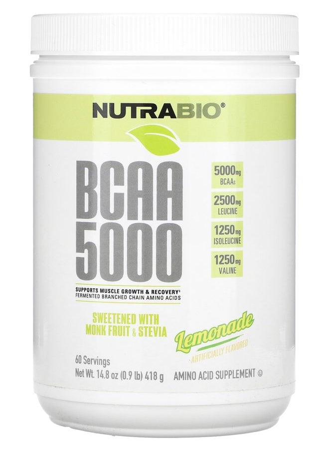 NutraBio BCAA 5000 Lemonade 0.9 lb 14.8 oz (418 g) 
