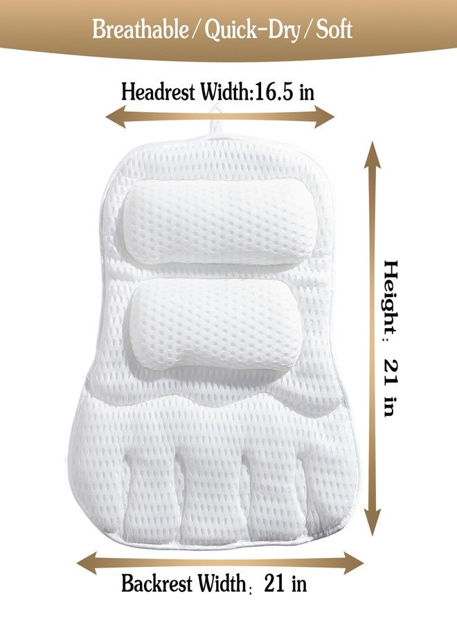 Suvast Luxury Bath Pillow for Tub, Dual Headrest & Back Support, 4D Air Mesh Quick-Dry Cushion, 10 Strong Suction Cups, Extra-Large Spa Bathtub Pillow Gift for Women(White) - Image 3