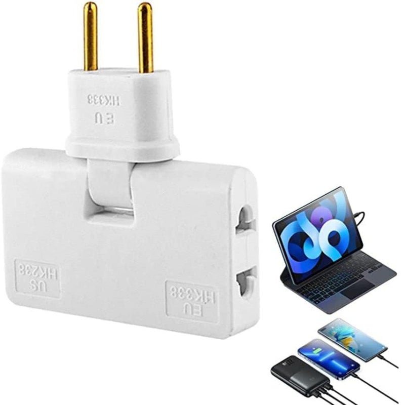 Rotate Plug EU Converter 3 in 1 Rotatable Outlet Extender 180 Degree Extension Plug with Foldable Multi Plug Mini Slim Wireless Outlet Adapter - Image 1