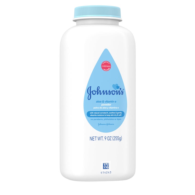 Johnson's Baby Johnson's Naturally Derived Cornstarch Baby Powder, Aloe & Vitamin E for Delicate Skin, Hypoallergenic, Free of Talc, Parabens, Phthalates & Dyes, Silky for Gentle Baby Skin Care, 9 oz - Image 5