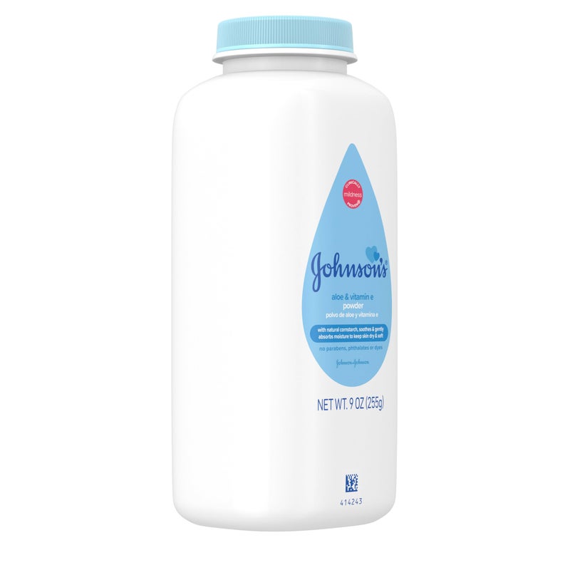 Johnson's Baby Johnson's Naturally Derived Cornstarch Baby Powder, Aloe & Vitamin E for Delicate Skin, Hypoallergenic, Free of Talc, Parabens, Phthalates & Dyes, Silky for Gentle Baby Skin Care, 9 oz - Image 2