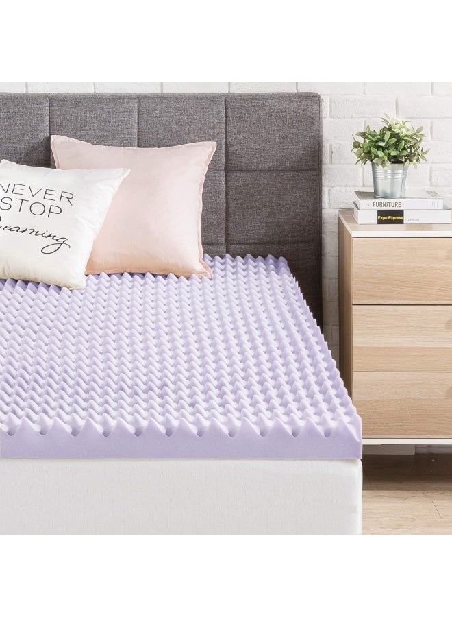 Best Price Mattress غطاء مرتبة من إسفنج ميموري بحجم 3 بوصات على شكل بيضة مع مستخلص اللافندر المهدئ، معتمد من Certipur US، توأم - Image 2