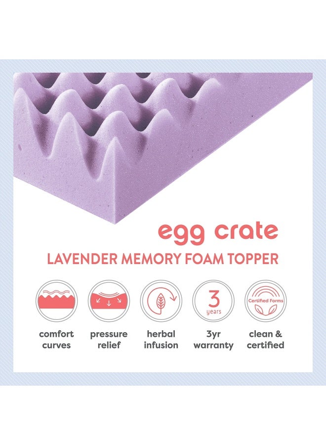Best Price Mattress غطاء مرتبة من إسفنج ميموري بحجم 3 بوصات على شكل بيضة مع مستخلص اللافندر المهدئ، معتمد من Certipur US، توأم - Image 3
