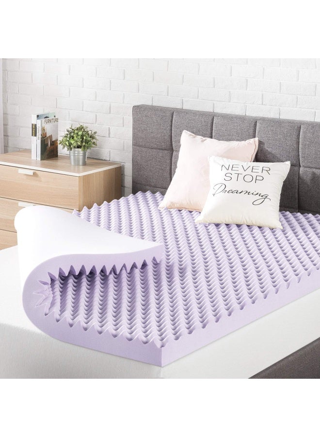 Best Price Mattress غطاء مرتبة من إسفنج ميموري بحجم 3 بوصات على شكل بيضة مع مستخلص اللافندر المهدئ، معتمد من Certipur US، توأم - Image 1