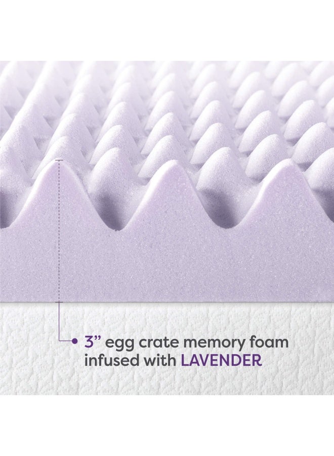 Best Price Mattress غطاء مرتبة من إسفنج ميموري بحجم 3 بوصات على شكل بيضة مع مستخلص اللافندر المهدئ، معتمد من Certipur US، توأم - Image 4