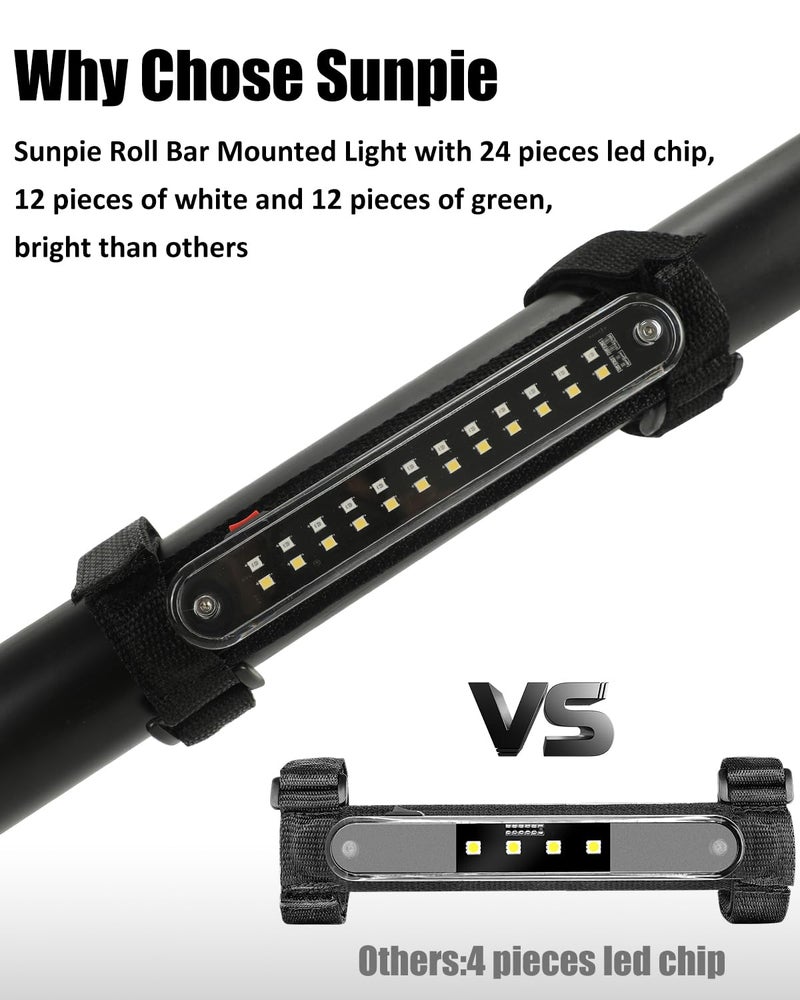 SUNPIE ضوء قبة SUNPIE UTV إضاءة داخلية عالمية لسيارات بولاريس RZR/Ranger/General Talon/Pioneer كاواساكي مولي/تيركس CanAm عربات الجولف على الطرق الوعرة شاحنة Wrangler ATV بيضاء وخضراء بدون أسلاك - Image 2
