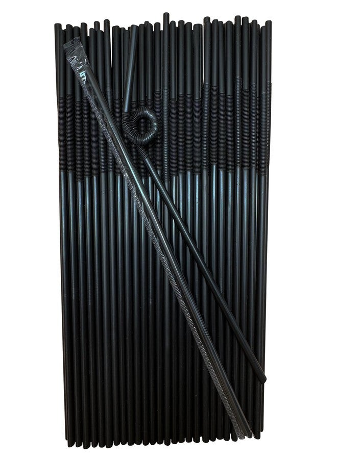 YAOSHENG Water cup Straw 10.23" x 0.23"Solid Colors Flexible Drinking Straws, Independent packaging Plastic Disposable Bendy Straws (100, black) - Image 1