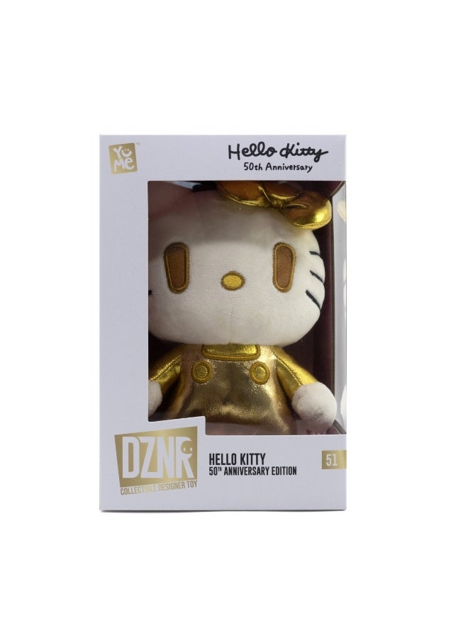 Yume DZNR Sanrio Hello Kitty 50th Anniversary Hello Kitty Golden Edition Plush Toy (18 cm) - Image 1