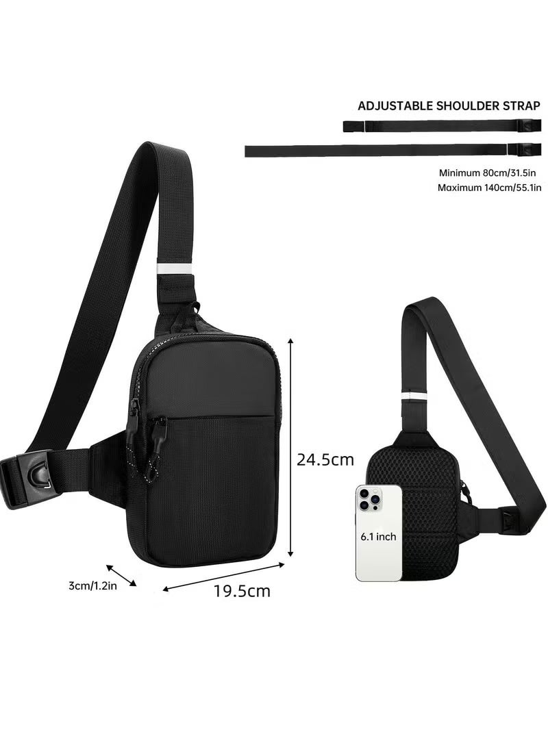 Small Sling Bag for Men Waterproof Crossbody Fanny Packs Purses Chest Bags with Adjustable Shoulder Belt for Travel Sport Camping(Black) - Image 2
