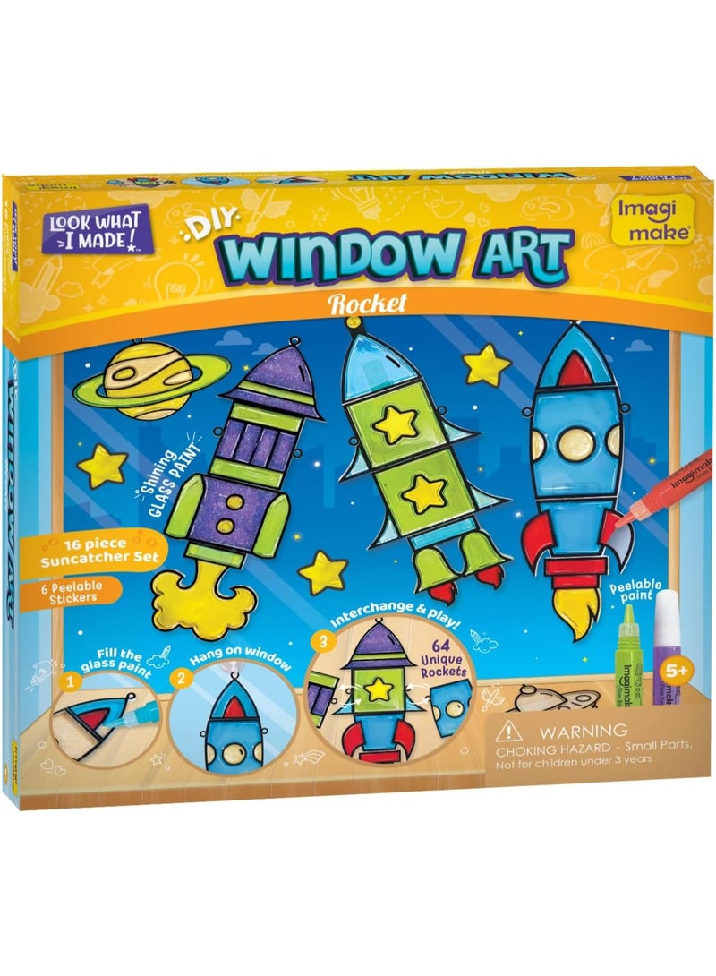 Imagimake Window Art - Rocket - 16 Pieces Glass Painting Set - Astronaut, Rover, Space Designs - Craft Kit for Boys & Girls 5 Years & Above, Multicolor - Image 5