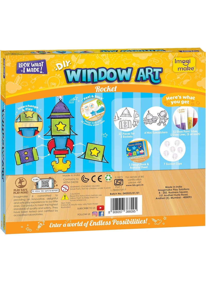 Imagimake Window Art - Rocket - 16 Pieces Glass Painting Set - Astronaut, Rover, Space Designs - Craft Kit for Boys & Girls 5 Years & Above, Multicolor - Image 4