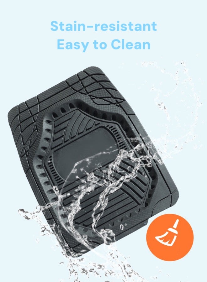 MARCAN Universal Car Floor Mats Black, Rubber Floor Mats for Cars and SUVs,Waterproof Anti-slip Easy to Clean,safe, environmentally friendly and odorless,5 Pieces/Set - Image 3