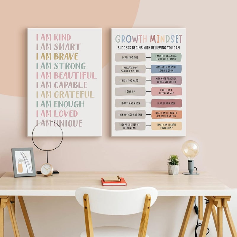 QGNBGBJ Growth Mindset Positive Affirmations Wall Art - Image 2