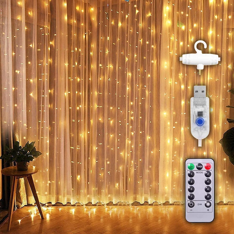 Party Propz Party Propz Lights for Home Decoration 88ft X 975ft Warm White Curtain Lights for Home Decoration 300Led Wedding Lights for Decoration Fairy Lights for Birthday Diwali Christmas Eid Light - Image 1