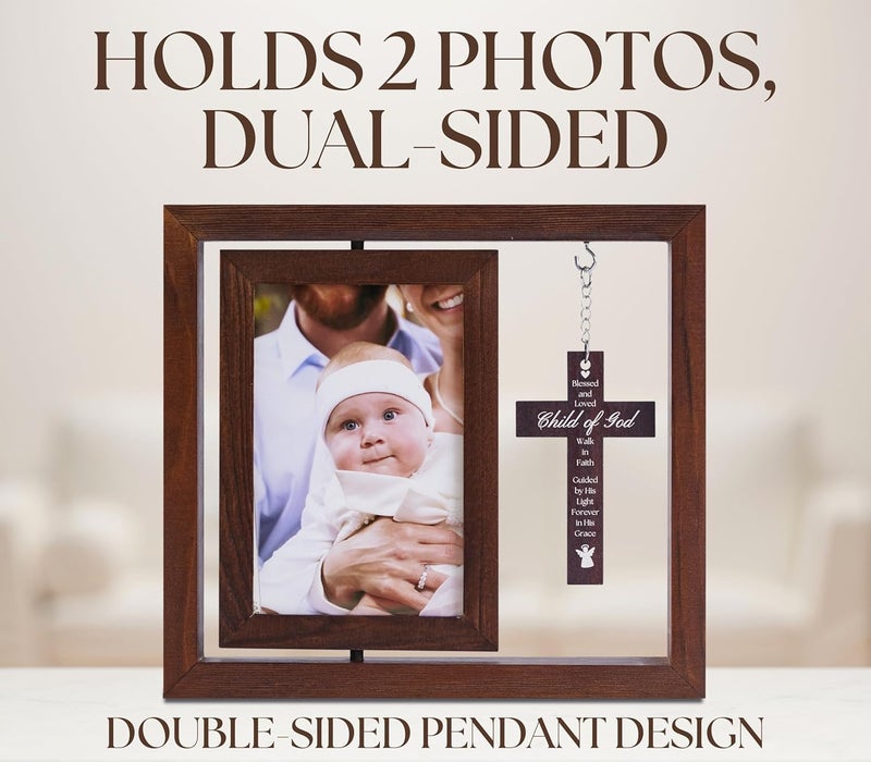 InnoBeta Baptism Gifts for Girls Baby Baptismal Gifts Dedication Gifts Christening Gifts for Girls  Wood Baptism Picture Frame for Catholic lds Christian Baptism  4x 6 Photo Wall  Tabletop - Image 5