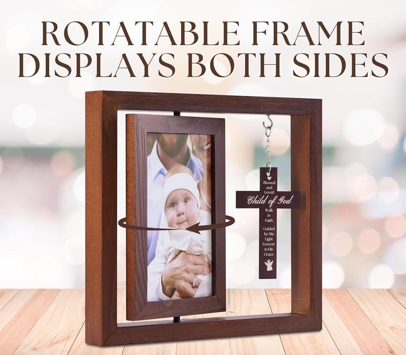 InnoBeta Baptism Gifts for Girls Baby Baptismal Gifts Dedication Gifts Christening Gifts for Girls  Wood Baptism Picture Frame for Catholic lds Christian Baptism  4x 6 Photo Wall  Tabletop - Image 4