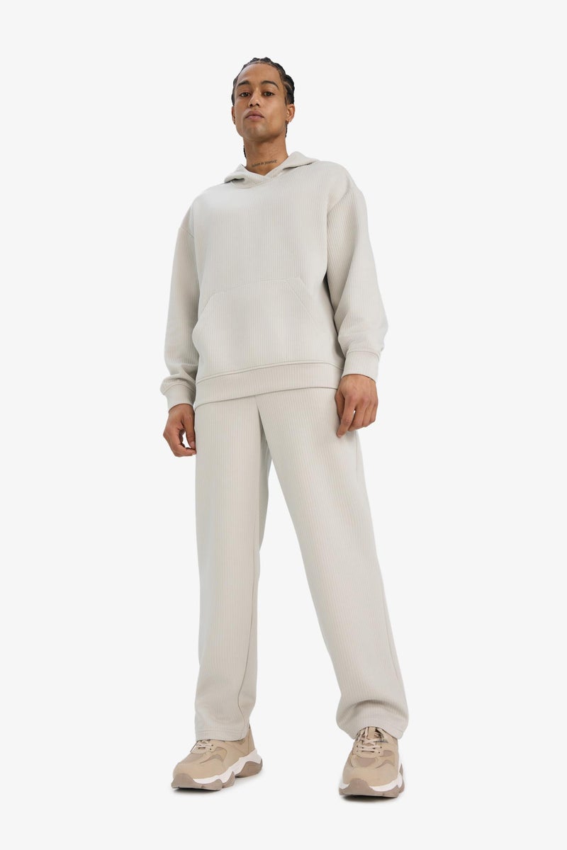 DeFacto Beige Man Wide Leg Textured Sweatpants Casual - Image 2
