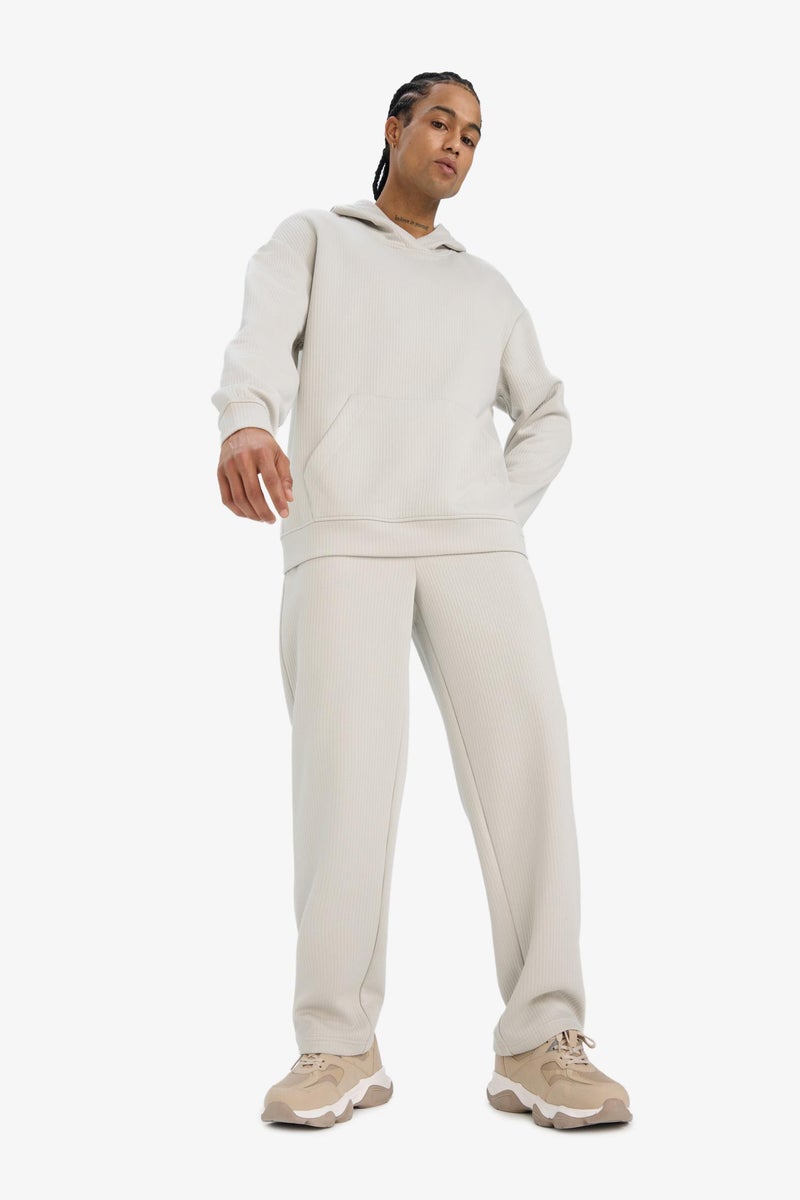DeFacto Beige Man Wide Leg Textured Sweatpants Casual - Image 5