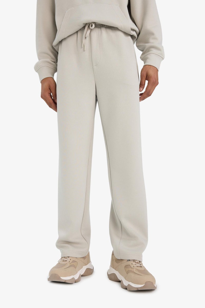 DeFacto Beige Man Wide Leg Textured Sweatpants Casual - Image 4