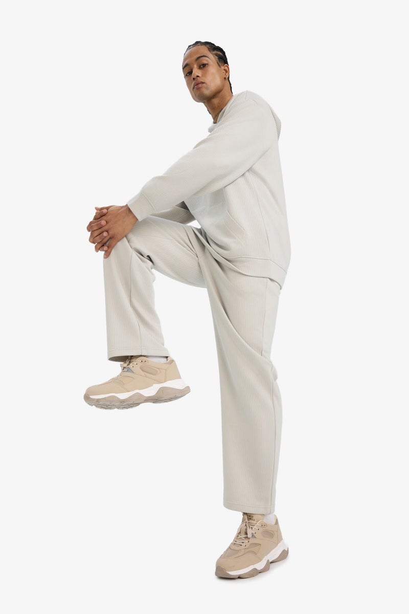 DeFacto Beige Man Wide Leg Textured Sweatpants Casual - Image 3